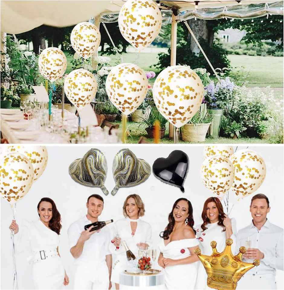 Romantic Decoration Combo with Black Heart Foil Balloons | Party Propz